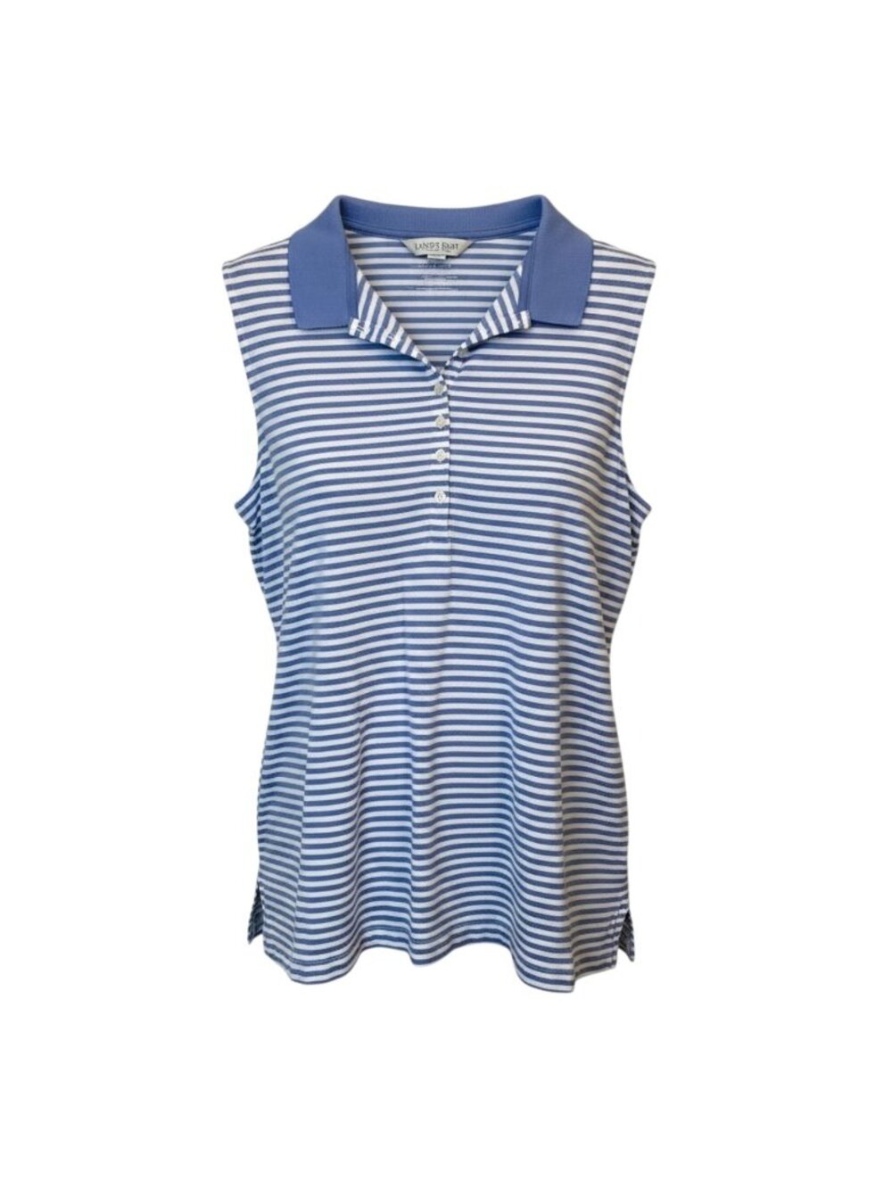 Lands' End Size XL Sleeveless Stripe Polo Shirt Women